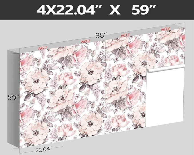 XMPMBM-Pink Flower backsplash Large Decorative Wallpaper Peony Floral Bedroom Bathroom Wall Mural- W 88" X H 59"(36 Square Foot)