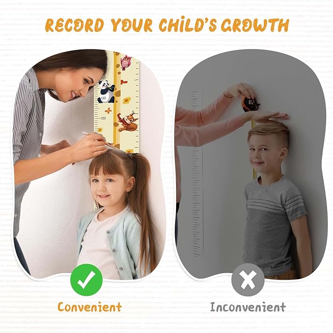 Customize Name Growth Chart Wall, Funny Giraffe Premium Canvas Removable Height Chart for Kids, Height Measurement for Wall, Unisex Kids Room Wall Decor, Measuring Height Charts