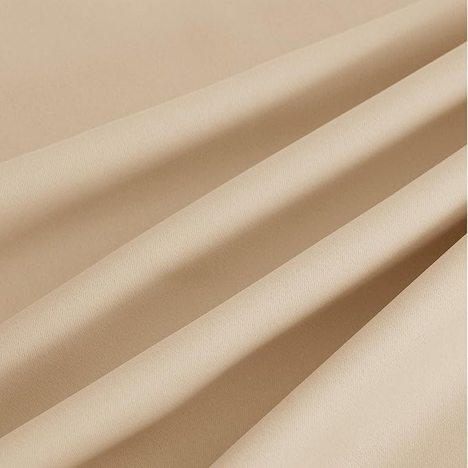 NICETOWN Biscotti Beige Blackout Thermal Grommet Curtains 2 Panels Set, W52 Soundproof Light Blocking Shades for Living Room, Bedroom, Window, Girls Room - Breathable, W52 x L84