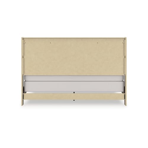 Gray King Bedframe Wood Panel with LED