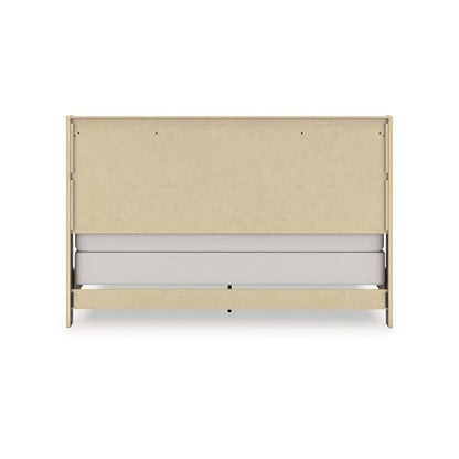 Gray King Bedframe Wood Panel with LED