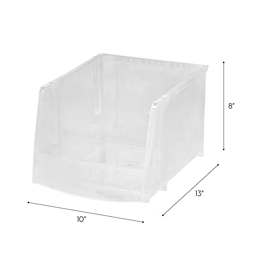 4-Pack, X Large Plastic Stackable Storage Bin Organizer, Clear (4 Count)