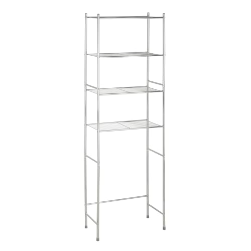 Over-the-Toilet Bathroom Storage Shelf, Steel, Chrome, 4-Tier