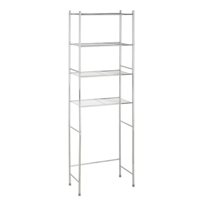 Over-the-Toilet Bathroom Storage Shelf, Steel, Chrome, 4-Tier