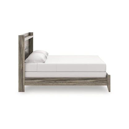 Gray King Bedframe Wood Panel with LED