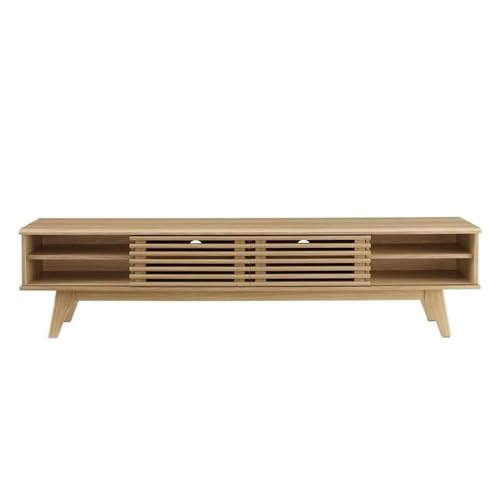 Render Mid Century Modern Low Profile 70 Inch Media Console TV Stand in Oak