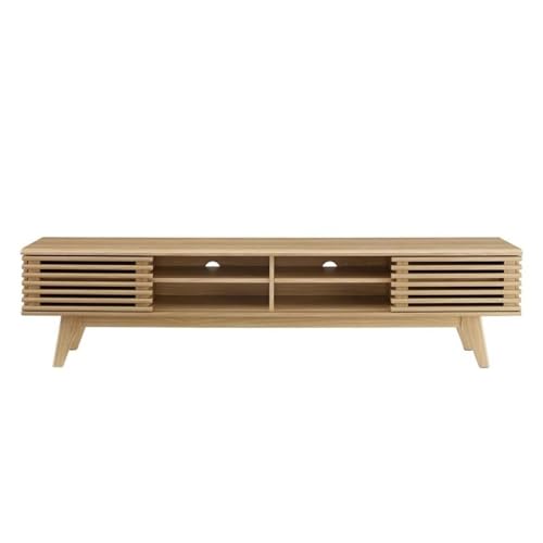 Render Mid Century Modern Low Profile 70 Inch Media Console TV Stand in Oak
