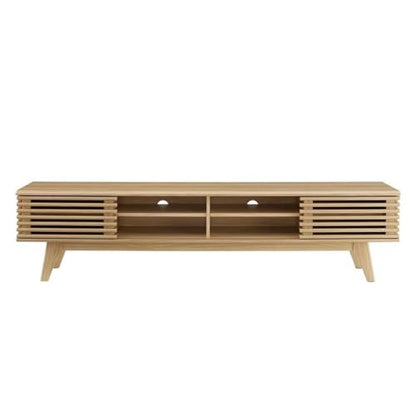 Render Mid Century Modern Low Profile 70 Inch Media Console TV Stand in Oak