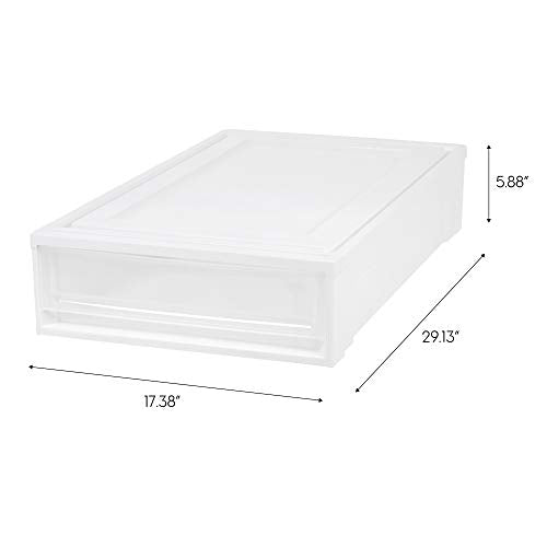 4-Pack, 27 Qt. Under Bed Storage Bin with Sliding Drawers, White (4 Count)