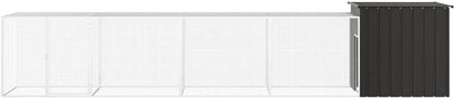 Large Outdoor Chicken Cage, Galvanized Steel Poultry Run for Backyard, Spacious Animal Enclosure for Ducks and Small Pets, Anthracite, 196.9 inch Length