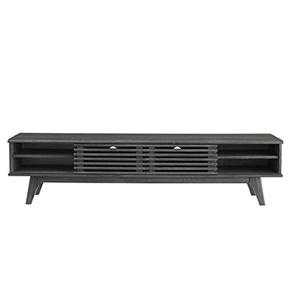 Render Mid Century Modern Low Profile 70 Inch Media Console TV Stand in Charcoal