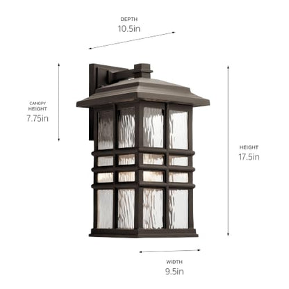 Beacon Square 17.5" 1 Light Outdoor Wall Light with Clear Hammered Glass in Olde Bronze®