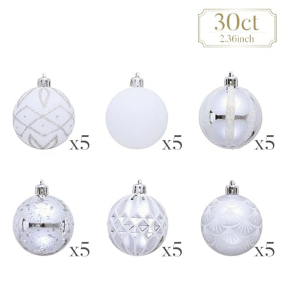 30ct Christmas Tree Decorations Ball Ornaments 2.36 Inches (30 Count)