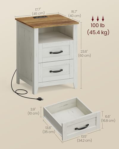 Set of 2 Nightstands with 2 Drawers and Charging Station (2 Count)