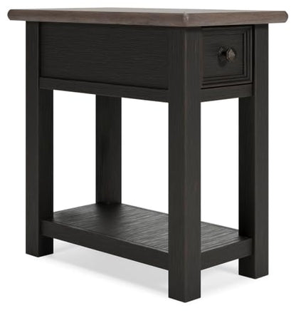 Narrow Chairside End Table with Charging Station
