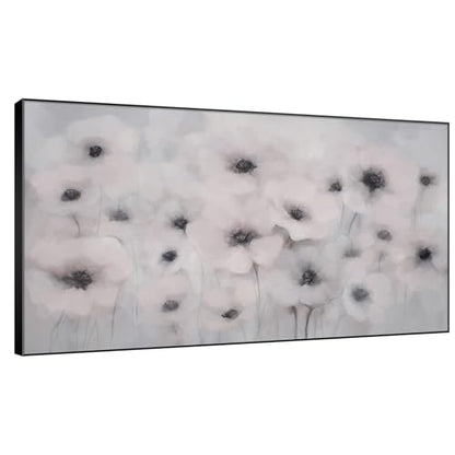 30"x60" Extra Large Framed Wall Art Soft White Poppies Watercolor Floral