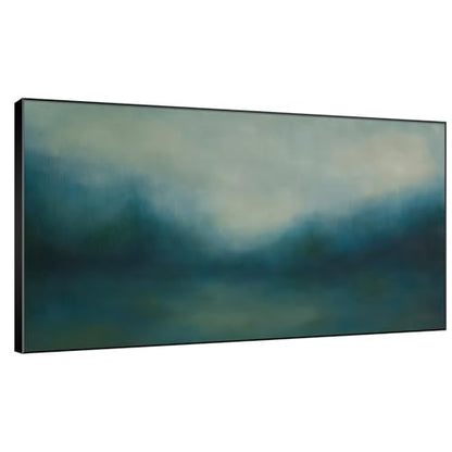 36"x60" Extra Large Framed Wall Art Misty Blue Landscape Abstract Ocean and Sky Illustration for Home Living Room Bedroom Decor