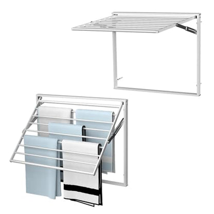 2 Pcs Wall Mount Clothes Drying Rack 26 X 31.5 Laundry Room Organizer Laundry Drying Rack Foldable Stainless Steel Drying Rack Clothing Space Saver Laundry Rack for Hanging Clothes Sock Towel (2 Count)