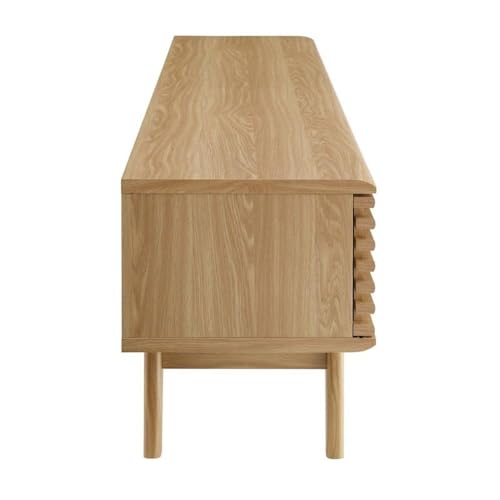Render Mid Century Modern Low Profile 70 Inch Media Console TV Stand in Oak