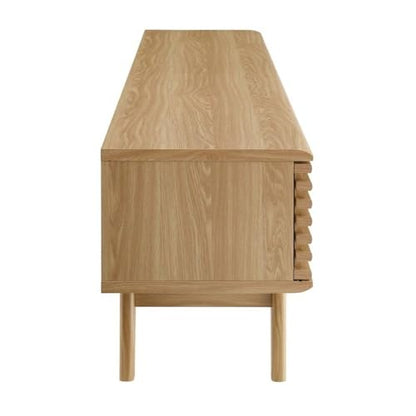Render Mid Century Modern Low Profile 70 Inch Media Console TV Stand in Oak