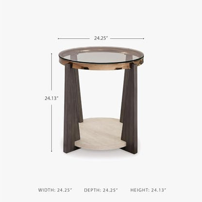 Frazwa Round Glass End Table