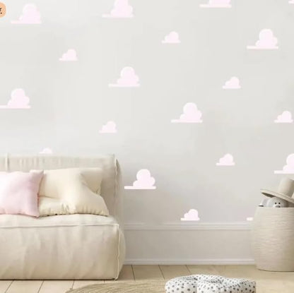 Inspired Clouds Themed Bedroom Wall Vinyl Stickers (Very Light Grey, 40)