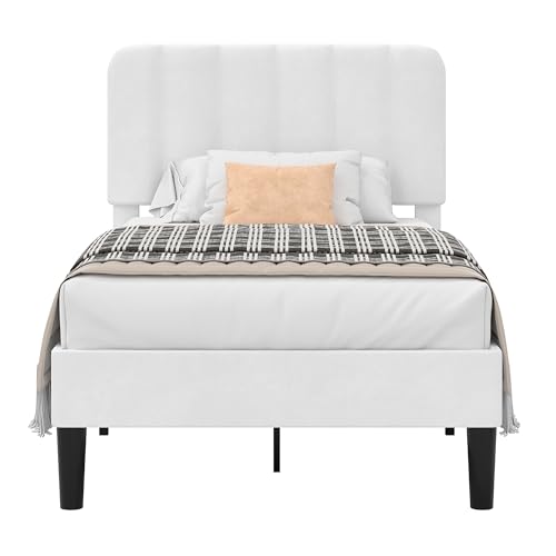 Twin Size Bed Frame with Upholstered Headboard