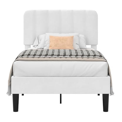 Twin Size Bed Frame with Upholstered Headboard