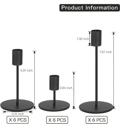 Black Candlestick Holders Bulk for Taper Candles Decorative Metal Candelabra Candle Holders Fit 0.8 Inch Diameter Candles Gold Taper Candle Stands for Wedding Home Party Table Decor (27 Count)