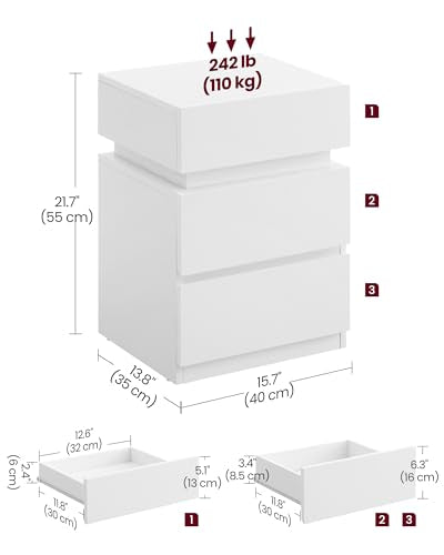 White Nightstands with LED Lights (2 Count)