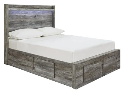 Smoky Gray Full Panel Bed with 6 Storage Drawers