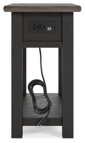 Narrow Chairside End Table with Charging Station