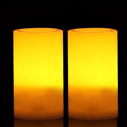 Outdoor Battery Operated Flameless Candles with Remote Timer D3”xH5” 2 PCS (2 Count)