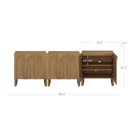 Jett Mid Century Modern Wood Credenza Storage Cabinet