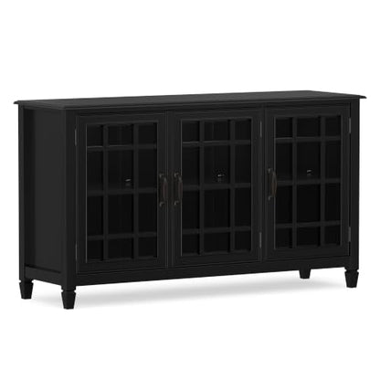 Connaught 60" Wide Solid Wood Buffet Cabinet in Black