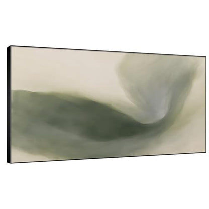 36"x60" Extra Large Framed Wall Art Abstract Green Swirl Soft Fluid Modern Illustration for Home Living Room Bedroom Decor