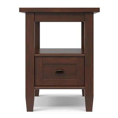 Warm Shaker 14" Wide Solid Wood End Table in Russet Brown