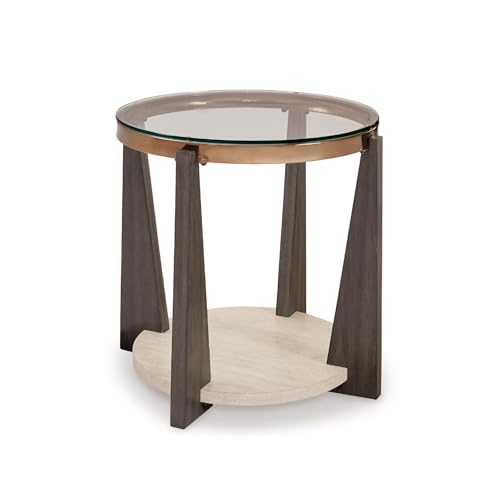 Frazwa Round Glass End Table