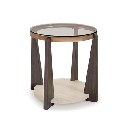 Frazwa Round Glass End Table