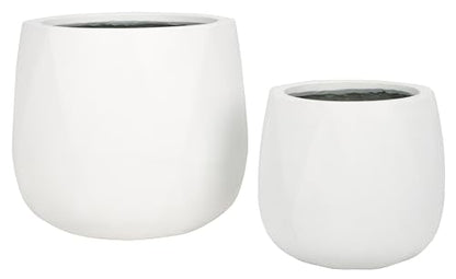 Outdoor Collection Kane White Cement Ficonstone Planter Pot Set of 2 (2 Count)