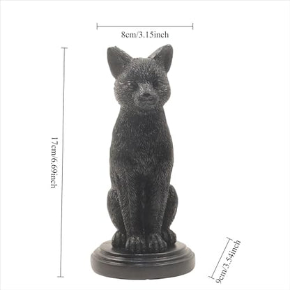 Gothic Black Cat Candle Holder Statue