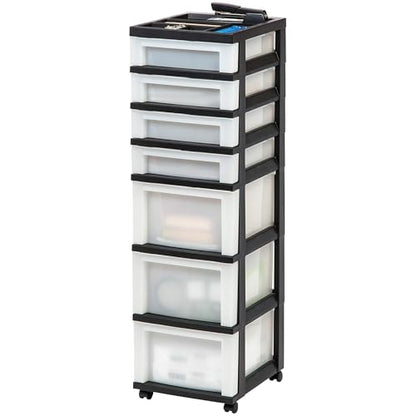 2 Pack 7 Drawer Plastic Storage Rolling Organizer Cart with Caster Wheels for Laundry Room (2 Count)