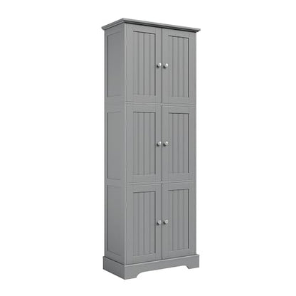 63.2" Tall Bathroom Storage Cabinet with 6 Doors
