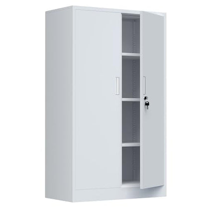 Metal Storage Cabinet with Locking Doors and Adjustable Shelves