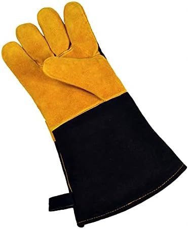G & F Premium Leather BBQ Gloves, Heat & Fire Resistant, Suede Palm, Puncture & Cut Resistant, Cotton Lining, Ideal for Grilling, Animal Handling, Gardening, Thorn Pruning, Fire Pit & Outdoor Work