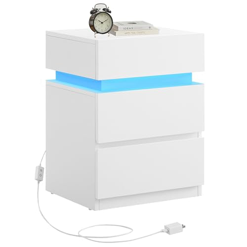 LED Nightstand with Charging Station