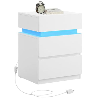 LED Nightstand with Charging Station