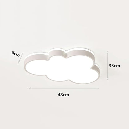 Cute Cloud LED Ceiling Light Fixture, Blue & White Flush Mount Lamp, Modern Eye-Caring Lighting for Kids’ Bedroom, Nursery, Baby Room, Playroom Decor(White,48cm)