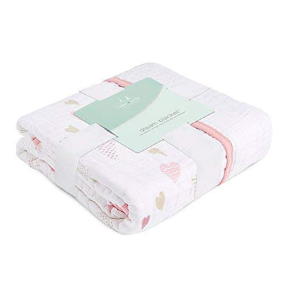 aden + anais Boutique Dream Blanket, Boutique Muslin Baby Blankets for Girls & Boys, Ideal Newborn Nursery & Crib Blanket, Unisex Toddler & Infant Bedding, Shower & Registry Gift, Heartbreaker