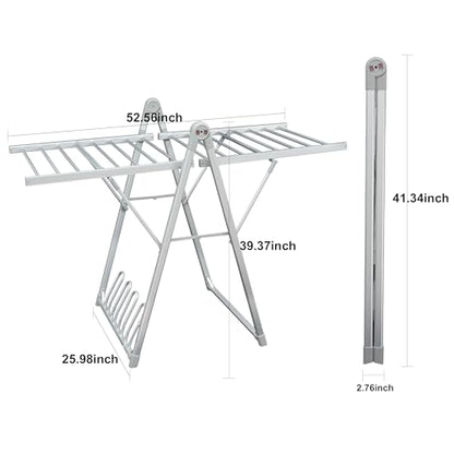 Heating Clothes Drying Rack Foldable Shoes Socks Silvery Gray